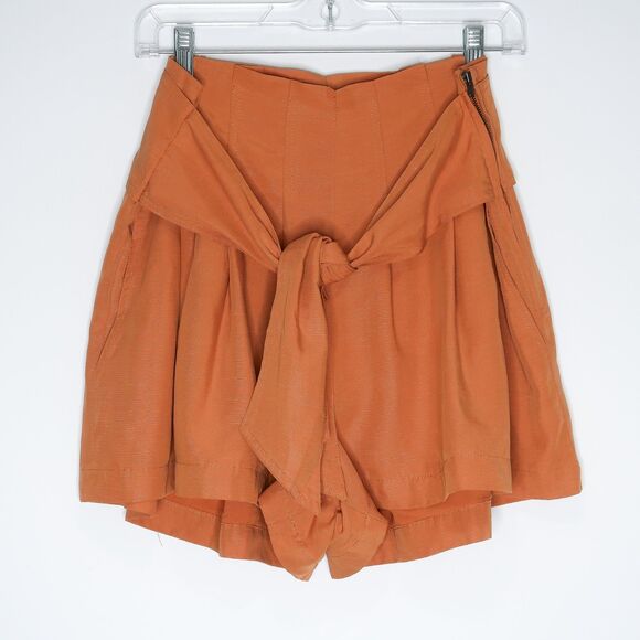 ASTR The Label Marika Shorts Size Medium Orange Paperbag Belted Boho Hippie‎ - Picture 1 of 7